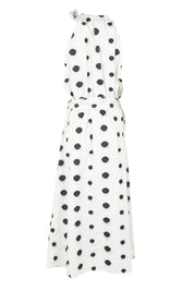 Product shot of the Lucia Linen Cotton Dress in colour Wovenspot (White), from the back