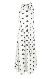 Product shot of the Lucia Linen Cotton Dress in colour Wovenspot (White), from the front