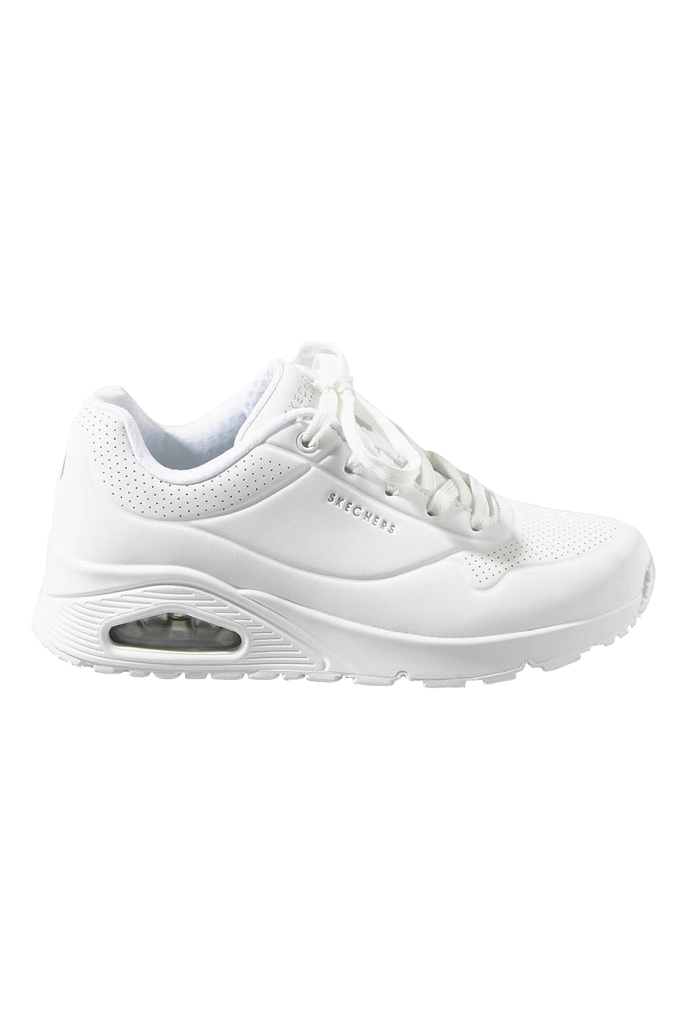 Product shot of the Uno Lace Up Sneaker in colour Whitewhite (White), from the front