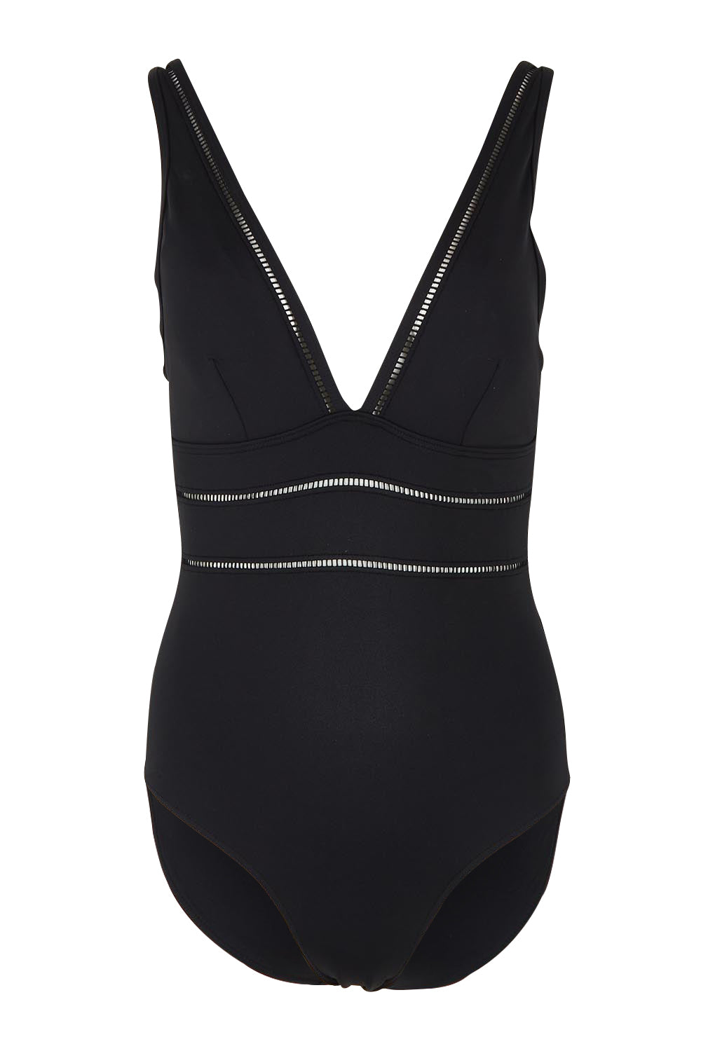 Product shot of the Spliced One Piece in colour Black (Black), from the front