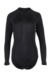 Product shot of the Long Sleeved Multifit One Piece in colour Black (Black), from the front