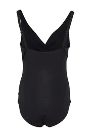 Product shot of the Eco Essentials Cross Front One Piece in colour Black (Black), from the back