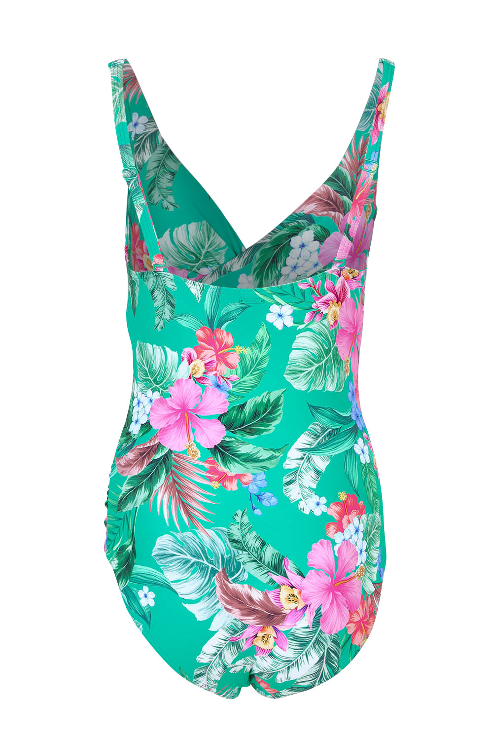 Product shot of the Cross Front Multifit One Piece in colour Evergreen (Green), from the back