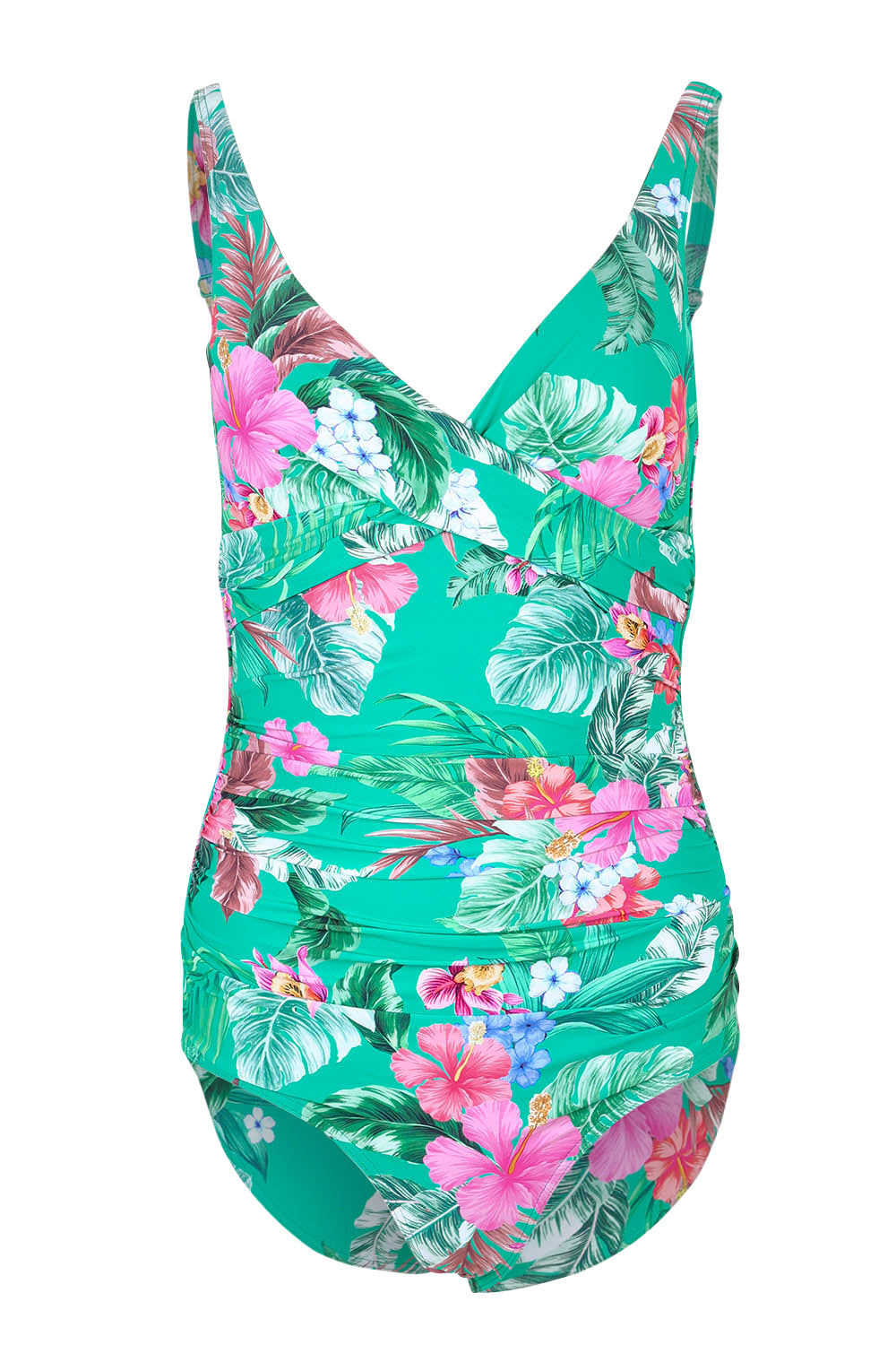 Product shot of the Cross Front Multifit One Piece in colour Evergreen (Green), from the front