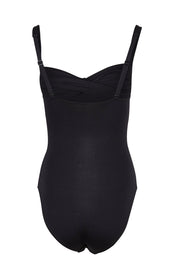 Product shot of the Twist Front Multifit One Piece in colour Black (Black), from the back