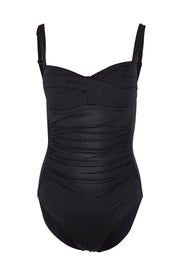 Product shot of the Twist Front Multifit One Piece in colour Black (Black), from the front