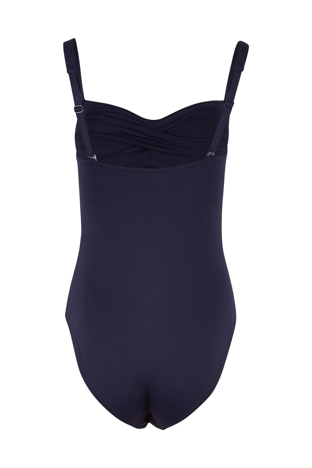 Product shot of the Twist Front Multifit One Piece in colour Nightsky (Blue), from the back