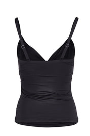 Product shot of the Twist Front DD/E Cup Tankini in colour Black (Black), from the back