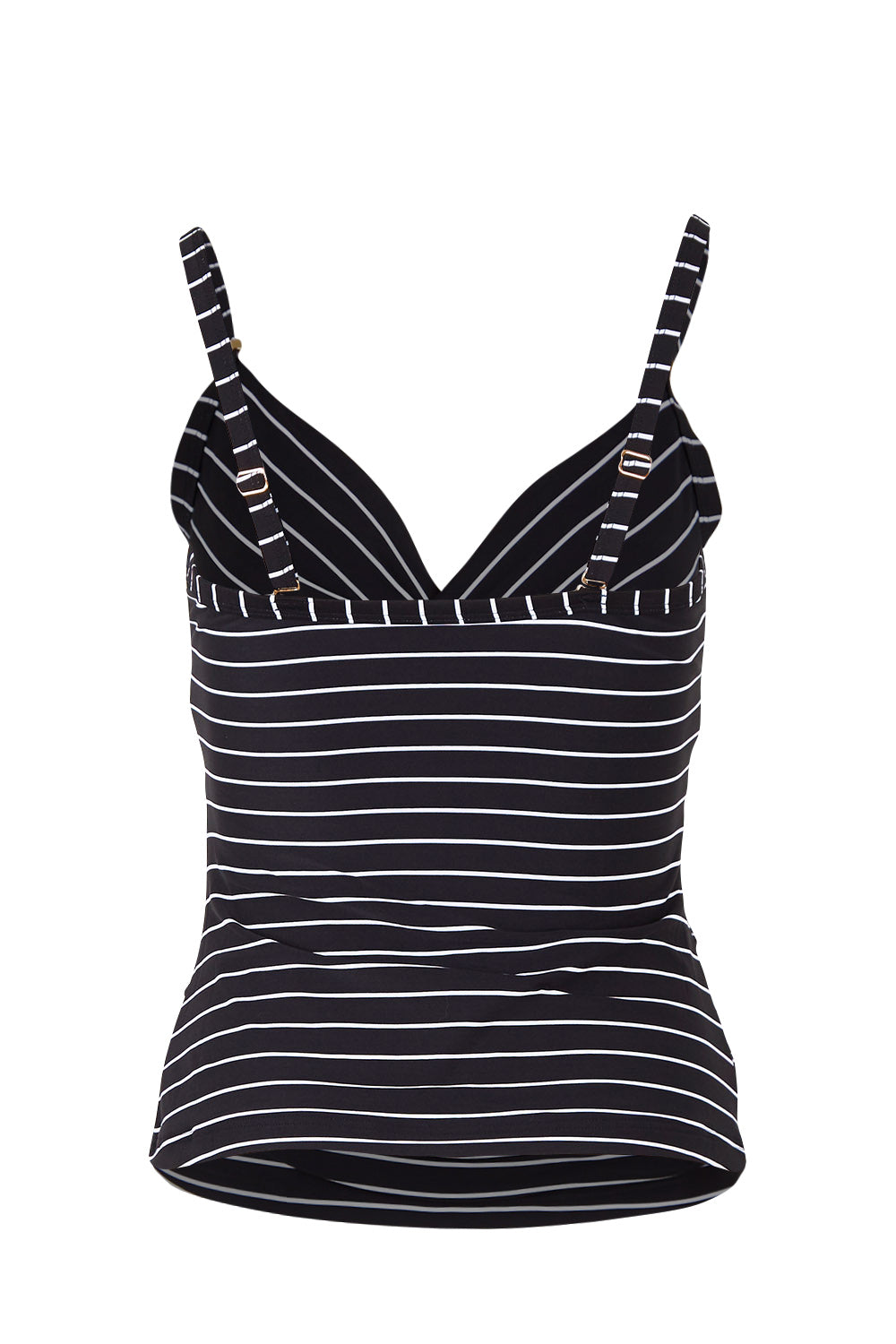 Product shot of the Twist Front DD/E Cup Singlet Top in colour Black (Black), from the back