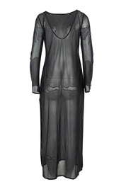 Product shot of the Mesh Reversible Long Dress in colour Black (Black), from the back