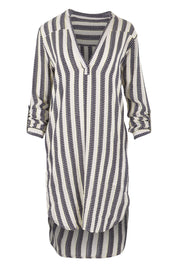 Product shot of the Andros Dress in colour Stripe (White), from the front