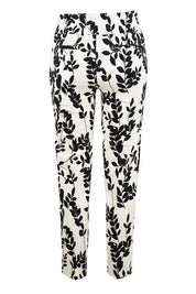 Product shot of the Ankle Pull On Pants With Pockets in colour Floral (Black), from the back