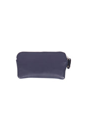 Product shot of the Lucy Leather Coin Pouch in colour Navy (Blue), from the back