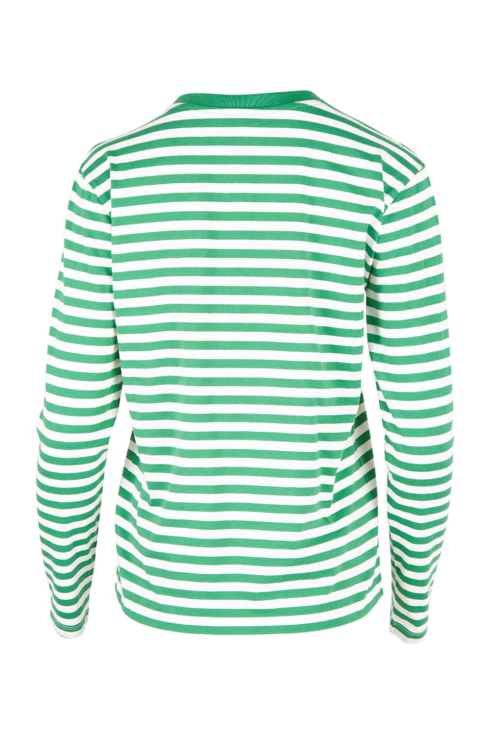 Product shot of the Brunswick Jersey Top in colour Greenwht (Green), from the back