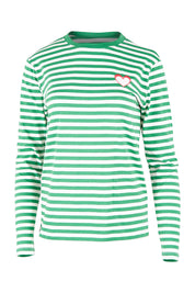 Product shot of the Brunswick Jersey Top in colour Greenwht (Green), from the front