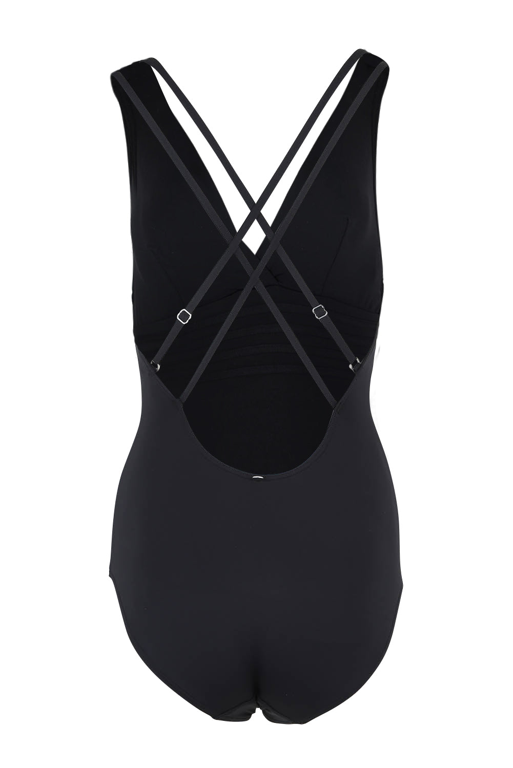 Product shot of the Basix Multi Cross Adjustable One Piece in colour Black (Black), from the back