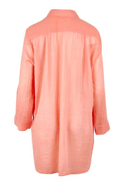 Product shot of the Resort Painters Shirt in colour Coral (Pink), from the back