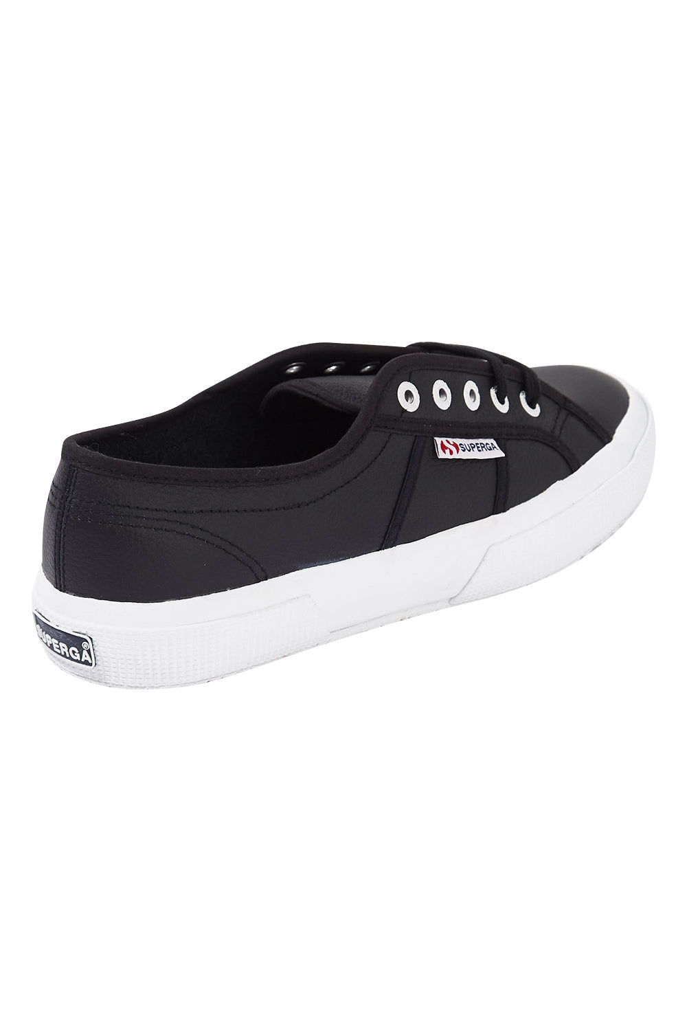 Product shot of the Cotu Leather Sneaker in colour BlackWhite (Black), from the back