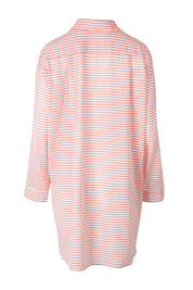 Product shot of the Summer Stripe Painters Shirt in colour Peach (Red), from the back