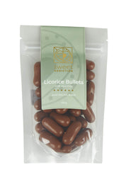 Product shot of the 150G Milk Chocolate Licorice Bullets in colour Milkbullet, detail