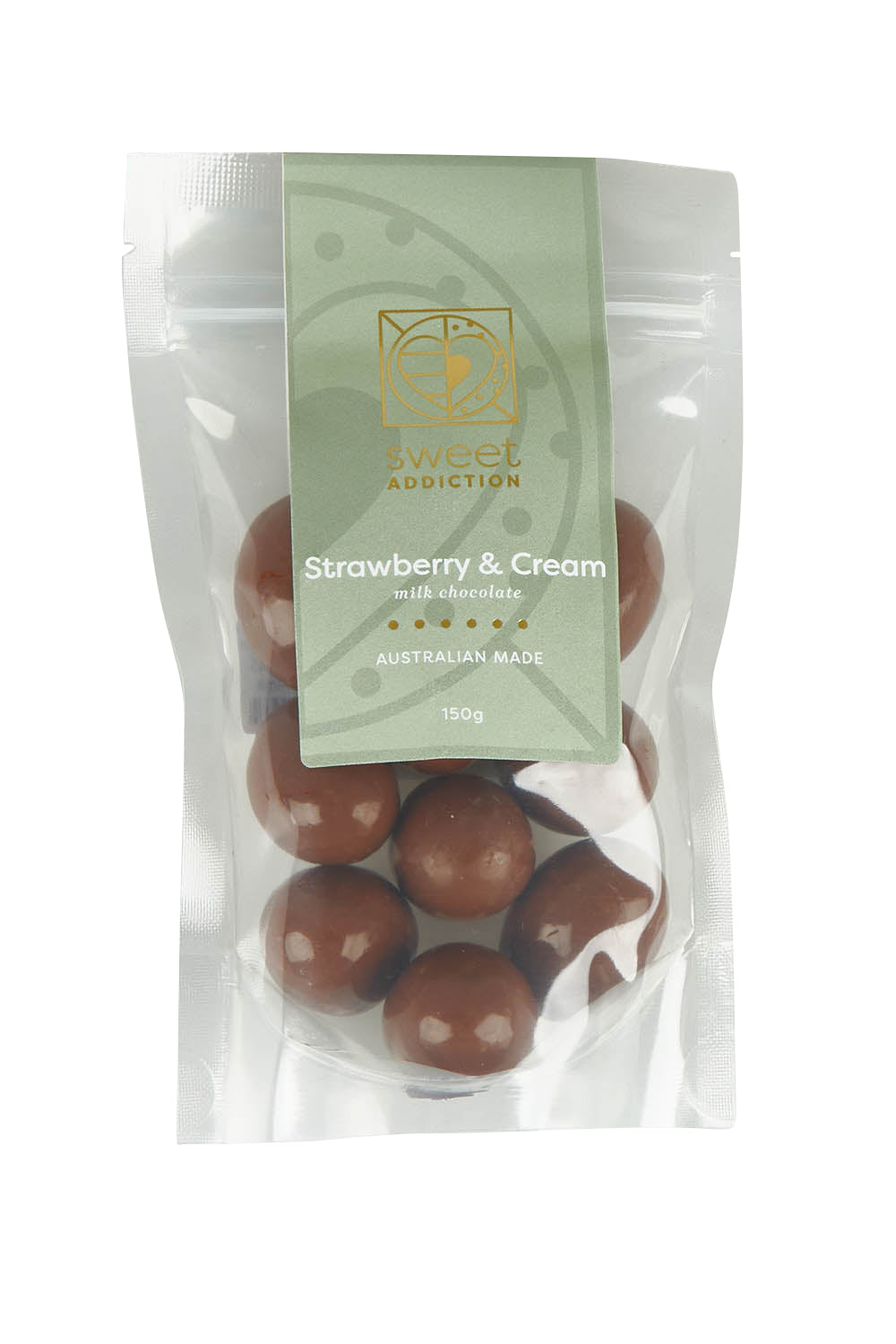 Product shot of the 150G Milk Chocolate Strawberry And Cream in colour Strcremilk, from the front