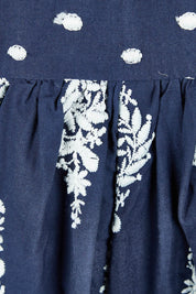 Product shot of the Gaia Dress in colour Navy (Blue), detail