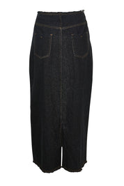 Product shot of the Macey Skirt in colour Blackwash (Black), from the back