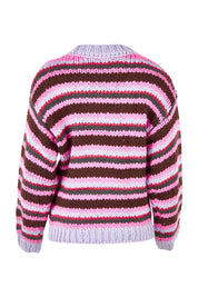 Product shot of the All Sorts Knit in colour Lilacstrip, from the back
