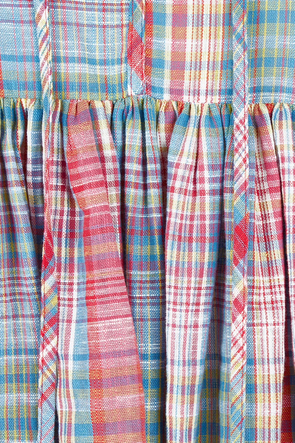 Product shot of the Winnie Cotton Mini Dress in colour Picnicchec (Pink), detail