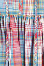 Product shot of the Winnie Cotton Mini Dress in colour Picnicchec (Pink), detail