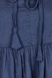 Product shot of the Solstice Cotton Blouse in colour Navy (Blue), detail