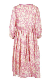 Product shot of the Wisteria Cotton Dress in colour Meadow (Pink), from the back