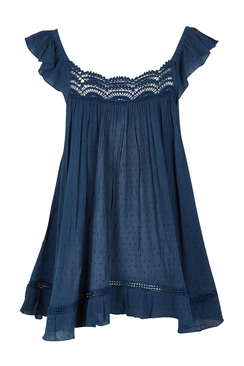 Product shot of the Exhale Cami in colour Navy (Blue), from the back
