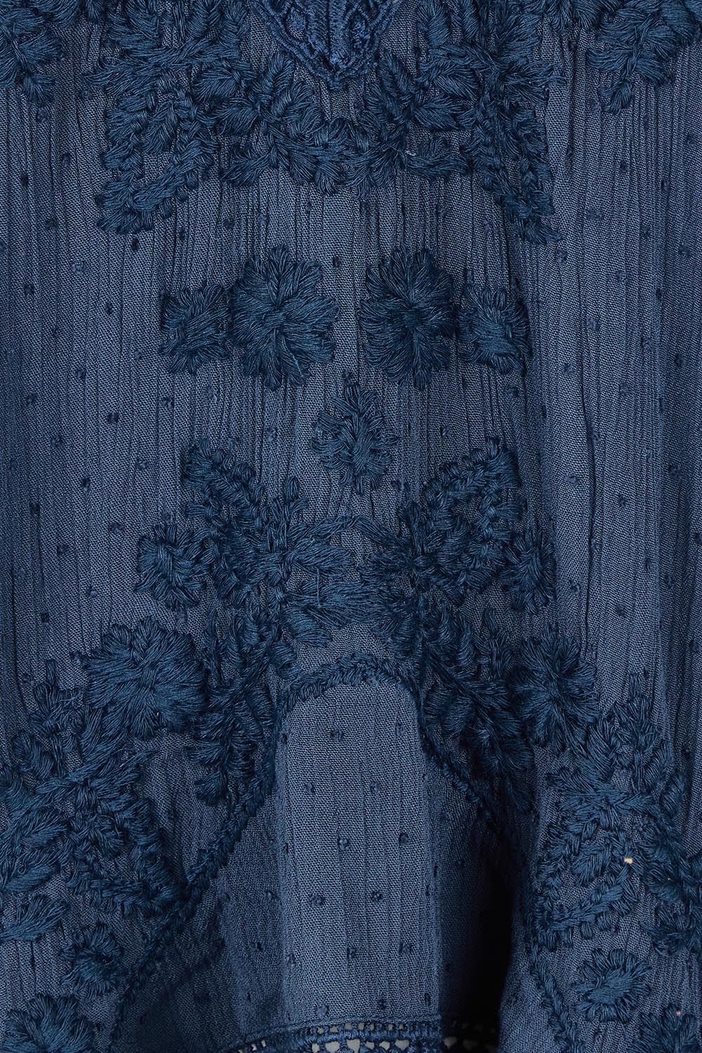Product shot of the Exhale Cami in colour Navy (Blue), detail