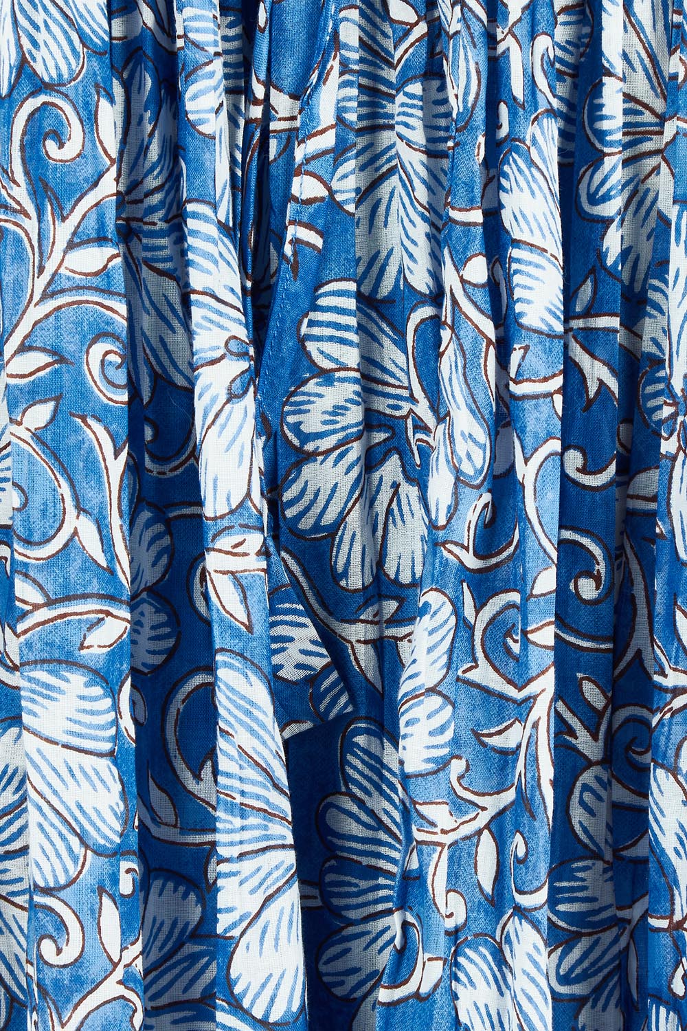 Product shot of the Wisteria Cotton Mini Dress in colour Blueblosso (Blue), detail