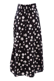 Product shot of the Rosie Maxi Skirt in colour Daisychain (Black), from the back