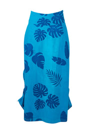Product shot of the Rosie Maxi Skirt in colour Palm (Blue), detail