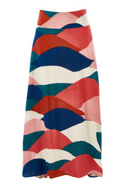 Product shot of the Rosie Maxi Skirt in colour Horizon (Pink), from the front