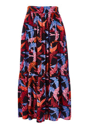 Product shot of the Mallory Tier Skirt in colour Flock (Black), from the front