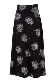 Product shot of the Rose Maxi Skirt in colour Waratah (Black), from the front