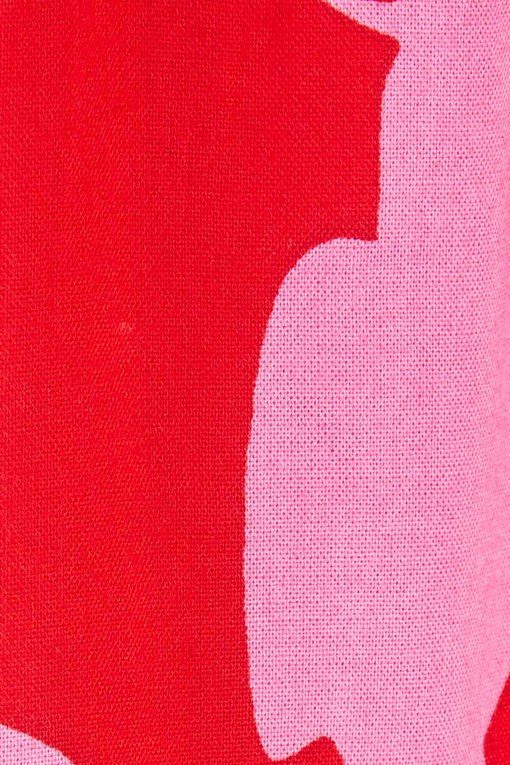 Product shot of the Alice Gathered Dress in colour Bird (Red), detail
