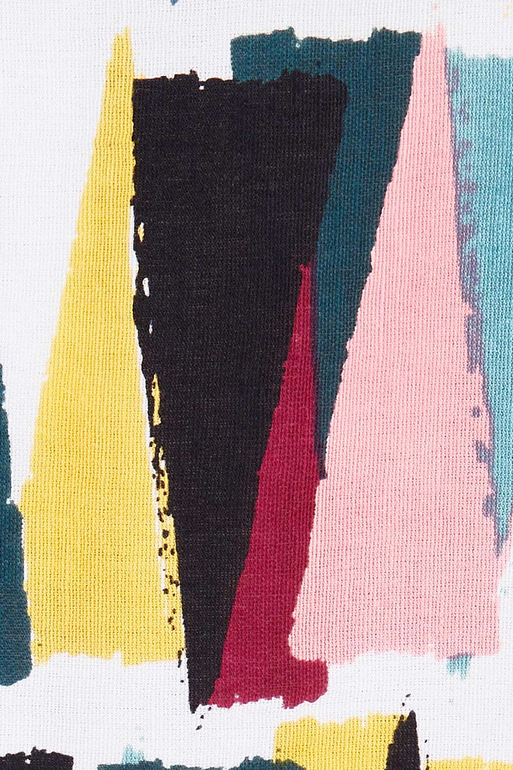 Product shot of the Charlotte A Line Pinafore Dress in colour Mountains (Blue), detail