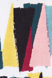 Product shot of the Charlotte A Line Pinafore Dress in colour Mountains (Blue), detail