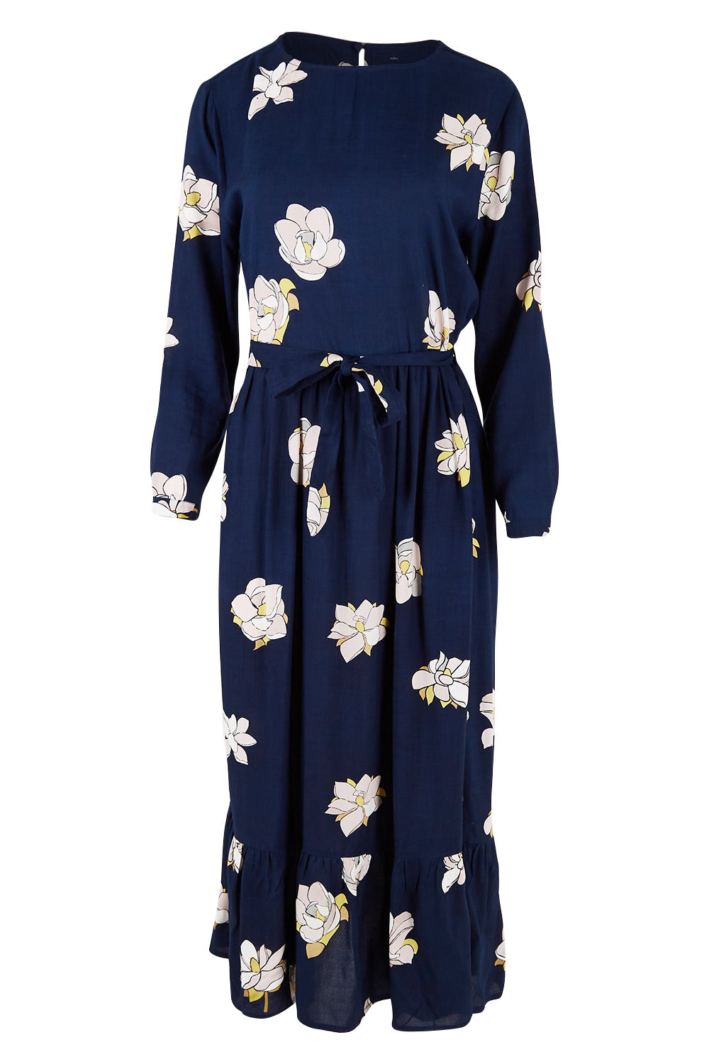 Product shot of the Lilly Long Sleeve Midi Dress in colour Camellia (Blue), from the front