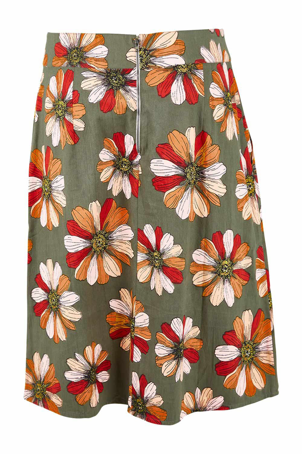 Product shot of the Elisabeth Ain colourLine Cotton Skirt - Gerbera (Red), from the back