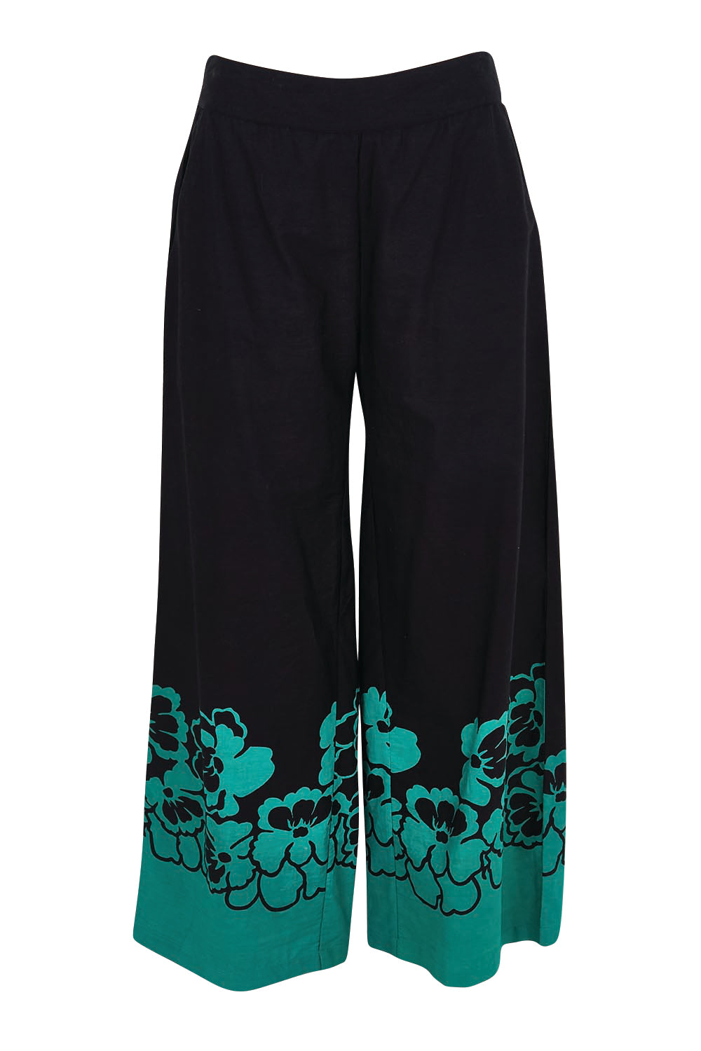 Product shot of the Stella Cotton Pant – Pansies in colour Pansies, from the front