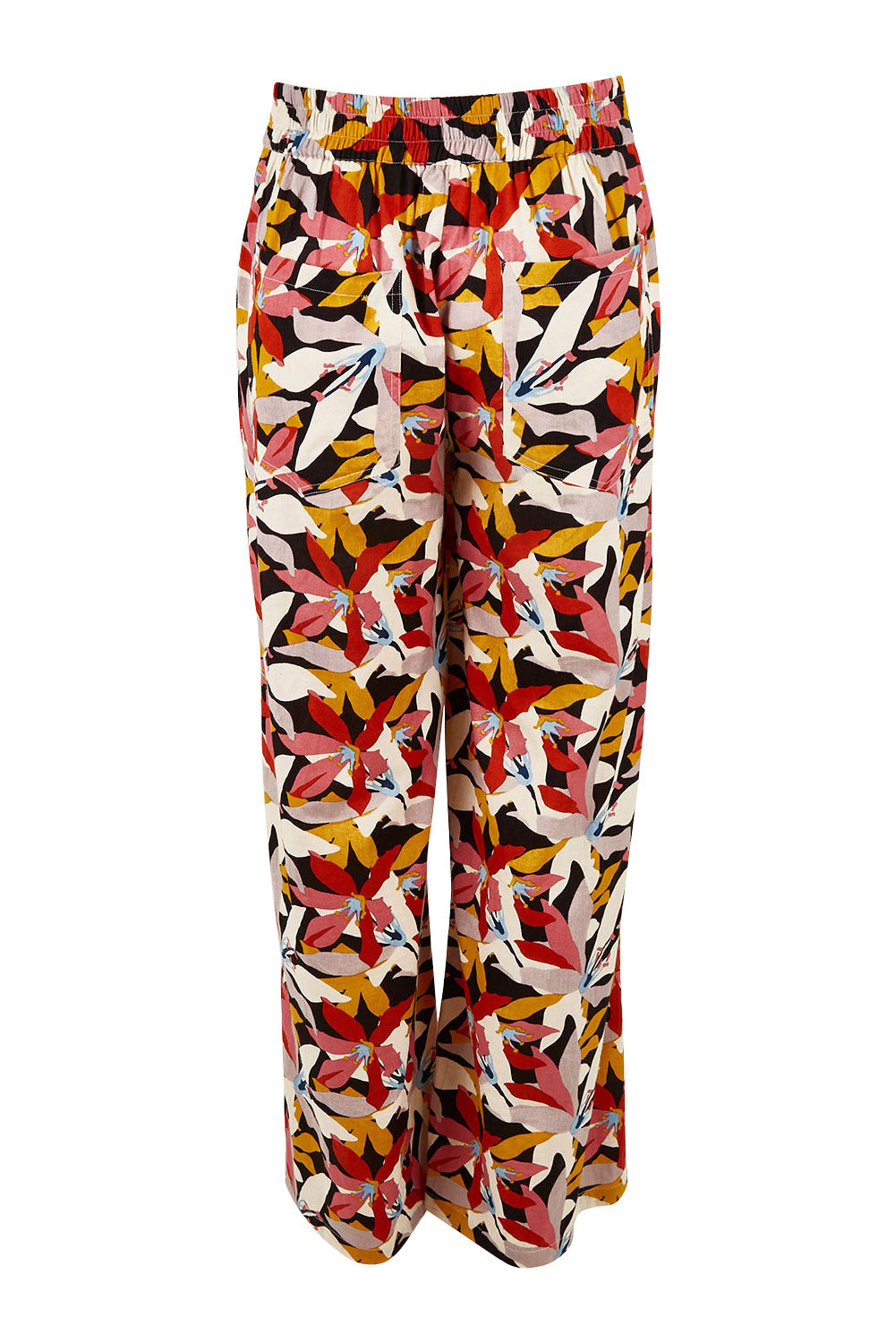 Product shot of the Stella Print Pant in colour Floral (Blue), from the back