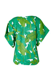 Product shot of the Emma Top in colour Jungle (Green), from the back