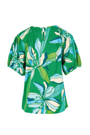 Product shot of the Rachel Cotton Top – Petalrush in colour Petalrush, from the back