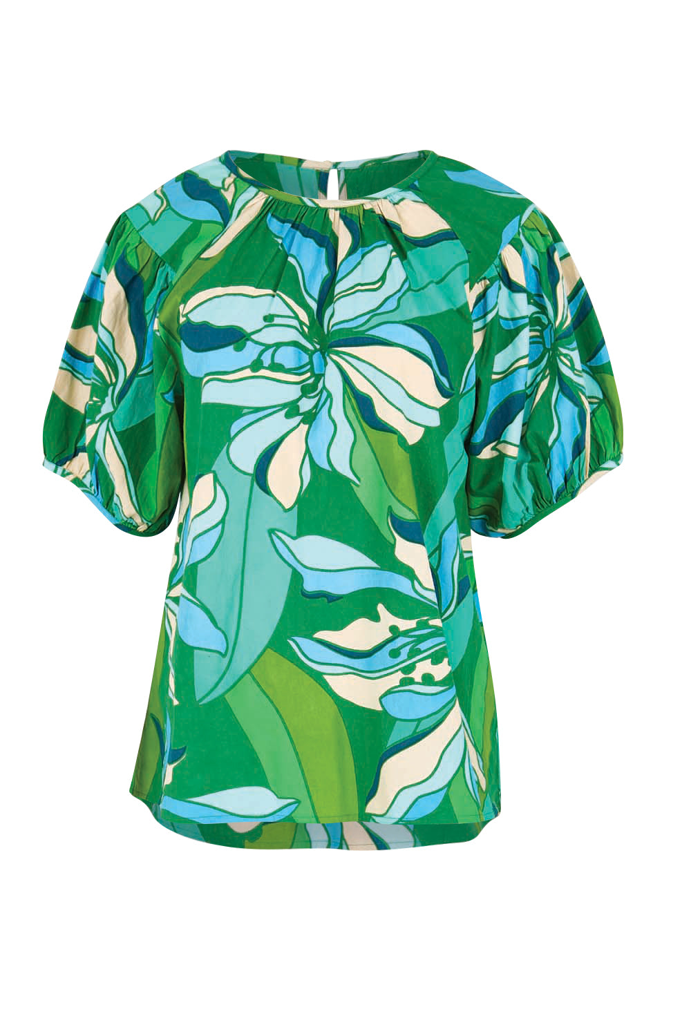 Product shot of the Rachel Cotton Top – Petalrush in colour Petalrush, from the front